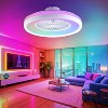 HUMHOLD 24" Bladeless Ceiling Fan with RGB Light Remote, Smart LED Ceiling Fans with Voice/App Control, Modern Low Profile Lighted Ceiling Fan, White - 2 of 4