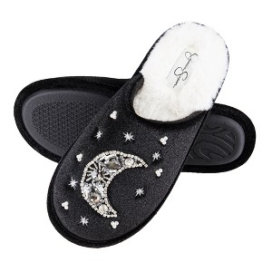Jessica Simpson Women's Velour Slip-On Moon & Star Embellished Slipper - 1 of 4