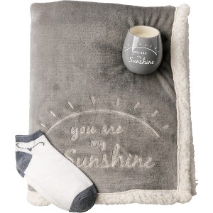 Pavilion Gift Company - Sunshine - 42" x 50" Lined, Royal Plush Blanket Gift Set - Throw Blankets - 1 of 4