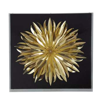 24"x24" 3D Paper Flower Framed Wall Decor Gold/Black - A&B Home