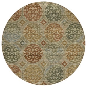 Taupe Green And Gold Trellis Washable Indoor Outdoor Area Rug - 1 of 4