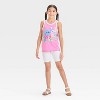 Girls' Disney Stitch and Angel "Ohana" Front and Back Graphic Raglan Tank Top - Pink - 4 of 4