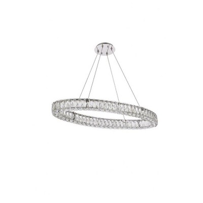 Elegant Monroe Chrome LED Pendant with Clear Royal Cut Crystals