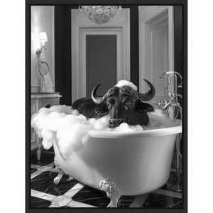 Amanti Art Rub a Dub Buffalo by Niky Rahner Framed Canvas Wall Art - 1 of 4