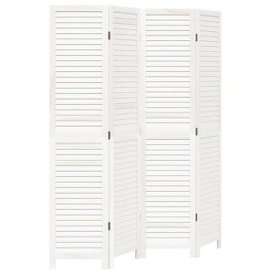 vidaXL Room Divider 4-Panel White - Paulownia Wood Privacy Screen for Bedroom/Living Room/Office, Durable and Easy Folding Partition - 1 of 4