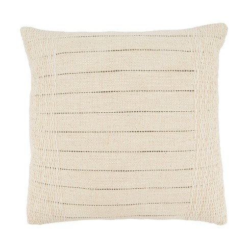 Cream Geometric Diamond 18 in. x 18 in. Square Decorative Throw Pillow