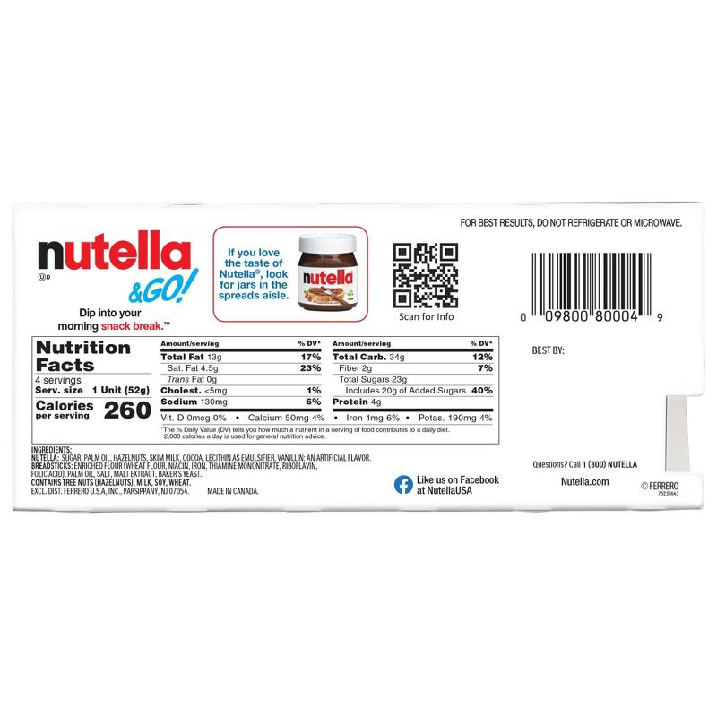 Nutella & Go! Hazelnut Spread & Breadsticks - 1.8oz/4pk, 3 of 10