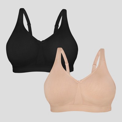 Fruit Of The Loom Women's Wirefree Cotton Bralette 2-pack Black