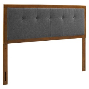 Modway Draper Tufted King Fabric and Wood Headboard in Walnut Charcoal - 1 of 4