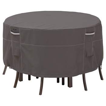 Classic Accessories Dark Taupe Ravenna Small Round Patio Table and 4 Standard Chairs Cover