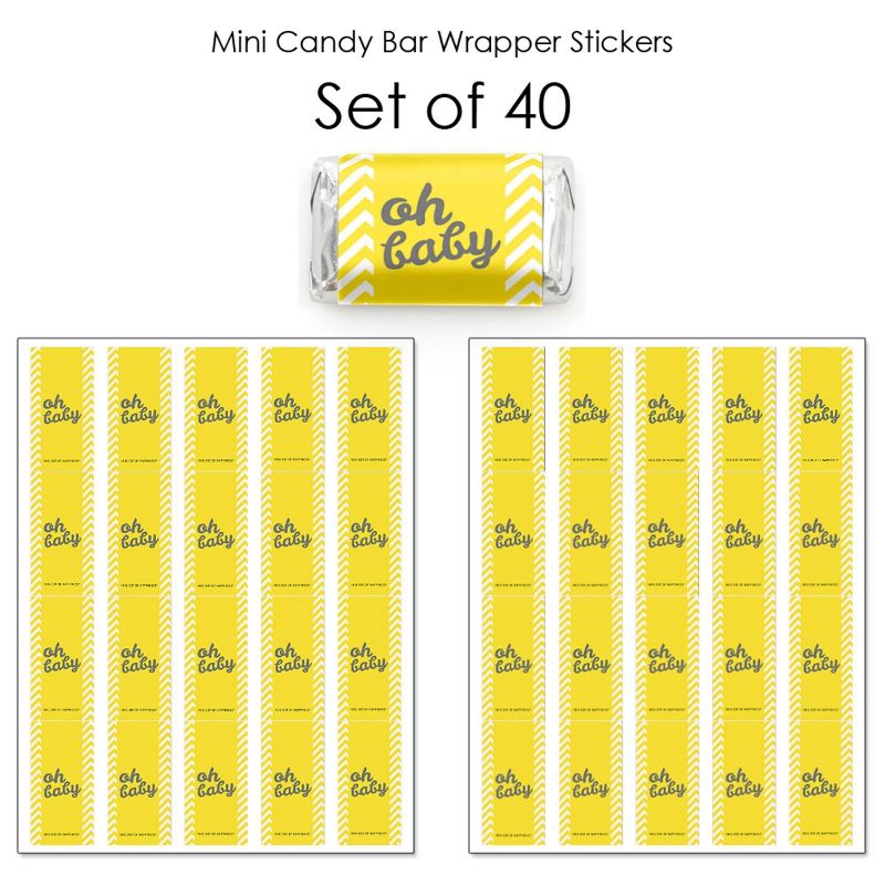Big Dot of Happiness Hello Little One - Yellow and Gray - Mini Candy Bar Wrapper Stickers - Neutral Baby Shower Small Favors - 40 Count, 3 of 7