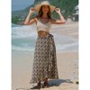 EXLURA Womens Floral Print High Waisted Wrap Long Maxi Skirts Ruffle Hem Self Tie Knot Summer Chiffon Midi Skirts 2025 - 3 of 4