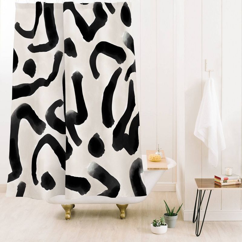 Deny Designs Jacqueline Maldonado Black Brushstroke Ecru Shower Curtain, 3 of 5