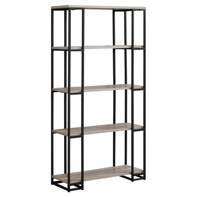 62" Metal Bookcase Dark Taupe - EveryRoom