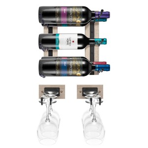 Sorbus Wire & Wood Wine Rack and Glass Holder Wall Mounted for Bottles, Wine Glasses, for Home Bar - 1 of 4
