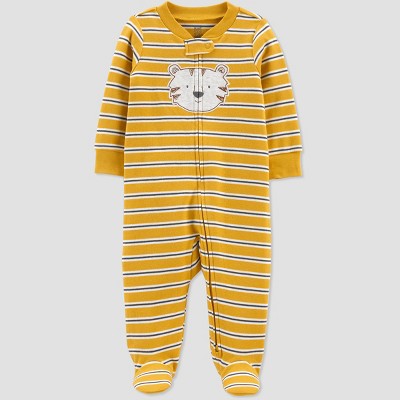 Image of Baby Boys' Tiger Interlock Footed Pajama - Just One You® made by carter's Gold Newborn