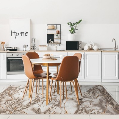 Beige and Gold Abstract Marble 9' x 12' Area Rug