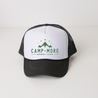 Simply Sage Market Camp More Worry Less Mountains Adult Foam Trucker Hat