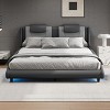 Full/Queen/King Size Platform Bed, Modern Style Faux Leather Upholstered Bed Frame with LED Light and Adjustable Headboard - ModernLuxe - 2 of 4