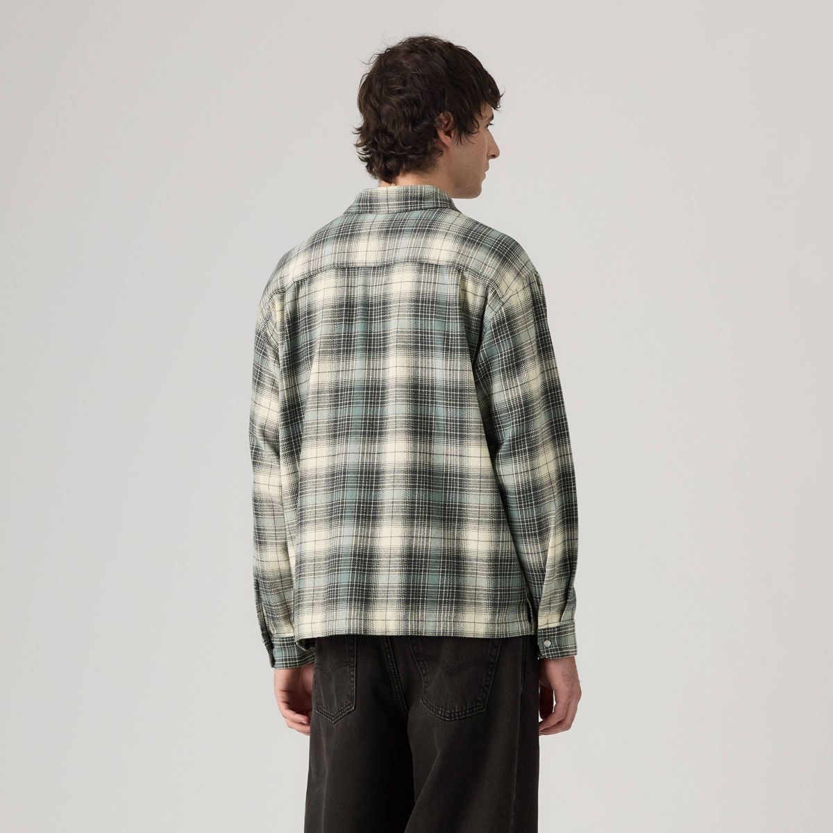 Levi's® Men's Relaxed Fit Boxy Long Sleeve Button Down Shirt - Teal Green/Oatmeal - thumbnail 3