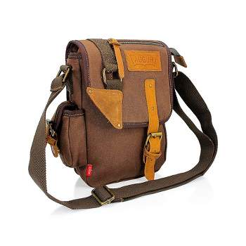 GEARONIC TM 21L Vintage Canvas Backpack for Men Leather Rucksack