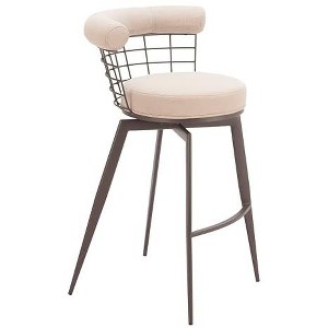 Zuo Saku Swivel Barstool Beige & Brown - 1 of 4