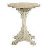 Small Round Antique Wood Accent Table White - Olivia & May