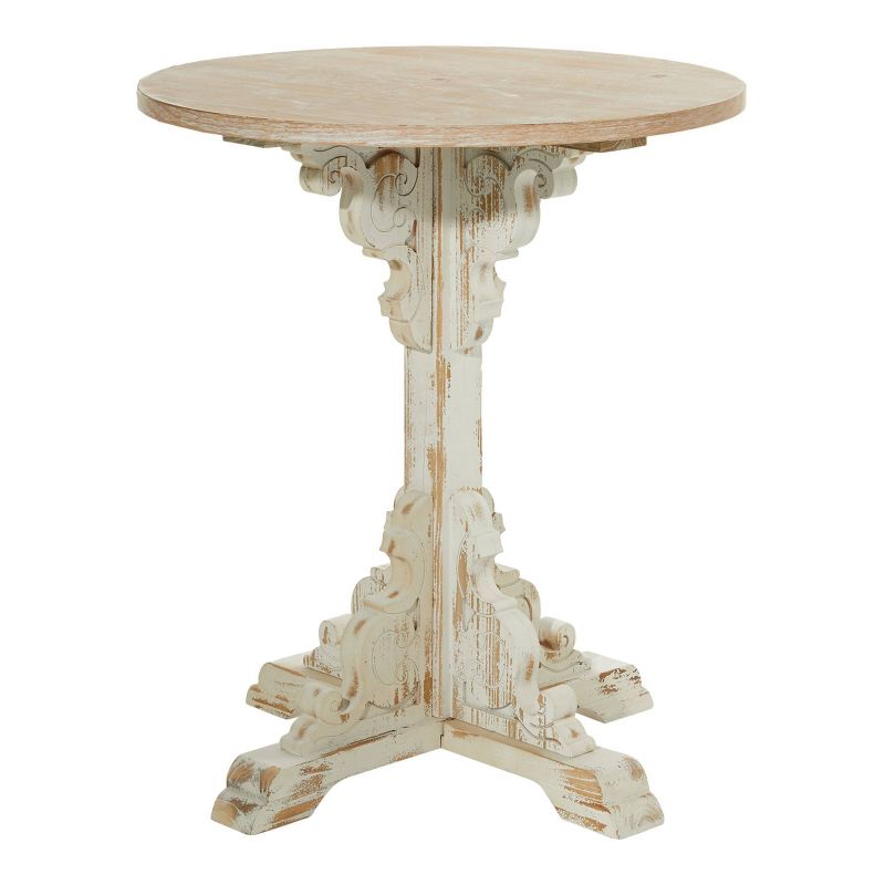 Small Round Antique Wood Accent Table White - Olivia &#38; May, 1 of 8