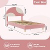 Twin Bed Frame with Round Boucle Headboard,Upholstered Arch-Shaped Design - 3 of 4