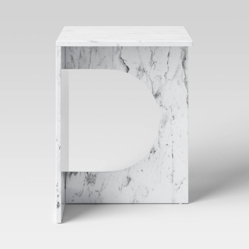 Faux Marble Accent Table White - Threshold&#8482;, 5 of 7