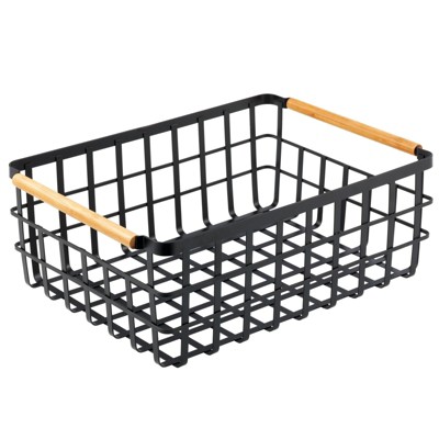 Graphite Grey Multi-Purpose Organiser Tray for Household Items Wall-Mounted Metal Wire Basket mDesign Hanging Storage Basket 