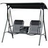 Outsunny 2 Person Covered Porch Swing with Pivot Storage Table, Cup Holder, & Adjustable Overhead Canopy - image 4 of 4