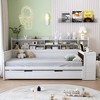 KIGFTSOD Wooden Full Size Daybed with Storage Shelves, Multi-functional Bed with Twin Size Trundle Bed and Study Desk - 2 of 4