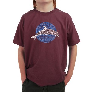 LA Pop Art Boy's Word Art T-shirt - Species of Dolphin - 1 of 4