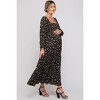 PinkBlush Black Floral Smocked Long Sleeve Maternity Maxi Dress - 2 of 4