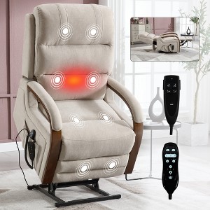 KTMBDW Electric Power Lift Recliner Chair Sofa with Massage and Heat for Elderly, 3 Positions, 2 Side Pockets - 1 of 4