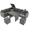 CAVINAS Front Porch Furniture, All-Weather Rattan Outdoor Sofa Set Tempered Glass Tabletop Outdoor Dining for Garden - 2 of 4
