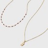 14K Gold Dipped Beaded Initial Necklace Set 2pc - A New Day™ Gold/Marron - 4 of 4