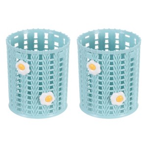 Unique Bargains Plastic Egg Decor Decorative Large-capacity Pencils Holder Blue 3.1x3.1x3.9 Inch - 1 of 4