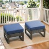 Buenhomino Patio Ottomans Set of 2, Outdoor Wicker Footrest with Thickened Cushions, Multipurpose Metal Patio Furniture for Backyard and Deck Use - 4 of 4