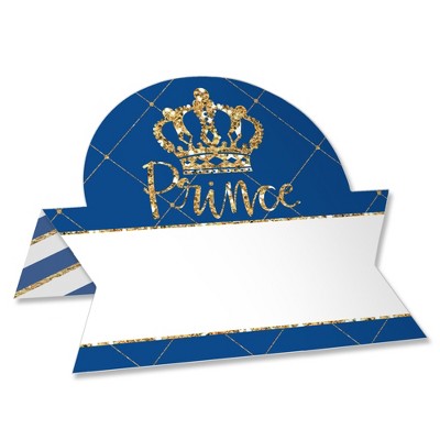 Big Dot of Happiness Royal Prince Charming - Baby Shower or Birthday Party Tent Buffet Card - Table Setting Name Place Cards - Set of 24