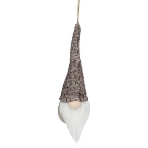 Northlight 8" Beige and White Hanging Gnome Christmas Ornament - 1 of 4