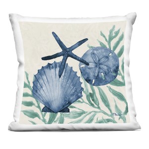 Stupell Industries Tampico Shells in Blue Indoor Decorative Throw Pillow, 18 x 18 - 1 of 3