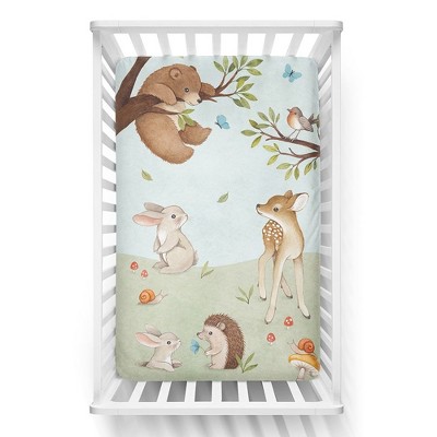 Mini Crib Sheet - 100% Cotton - Enchanted Forest by Rookie Humans. Fits standard Mini Cribs and Playards, 24x38 inches