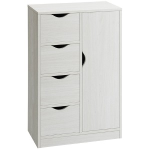 Aghana Digitals Oak Freestanding Cabinet with 4 Drawers & Enclosed Storage, Sturdy Particleboard, - 1 of 4