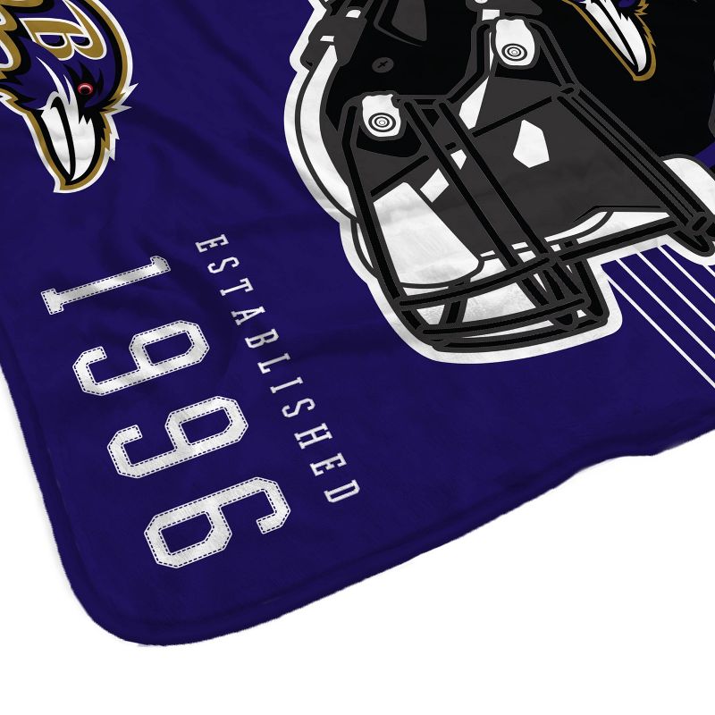 NFL Baltimore Ravens Helmet Stripes Flannel Fleece Blanket, 3 of 4