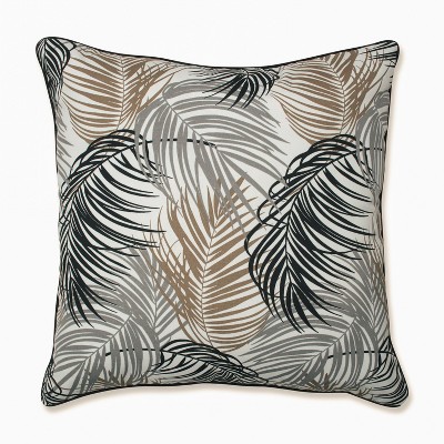 25" Setra Stone Floor Pillow Black - Pillow Perfect: Outdoor/Indoor, Weather-Resistant, Square Shape