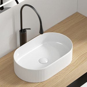 ChicFurnit Bathroom Sinks Oval Countertop Bathroom Sink Porcelain Ceramic Thin Edge Basin Vessel Sink for Bathrooms, White, 19.29"*12.2"*5.12" - 1 of 4