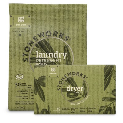 Grab Green Stoneworks Laundry Pods and Dryer Sheets