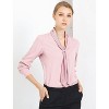 INSPIRE CHIC Women's Long Sleeve Pleated Tie Neck Office Blouses - 2 of 4